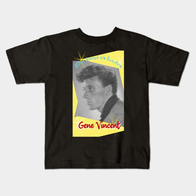 Gene Vincent Kids T-Shirt by jkarenart